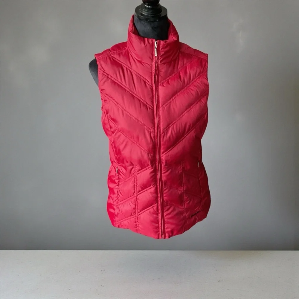 Eddie Bauer Women's Premium Goose Down Red Vest - Picture 1 of 9